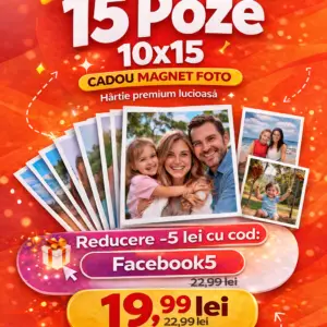pachet 15 poze 10x15 + magnet cadou
